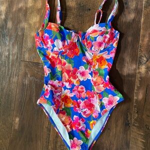 Cupshe Blue Floral One Piece Swimsuit